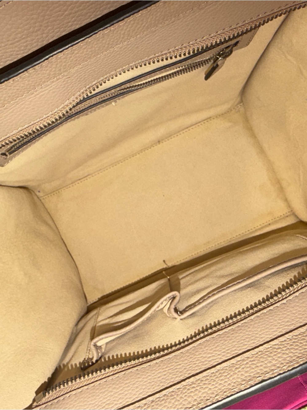 Beige Leather Tote Bag - Structured Women's Handbag - Picture 3 of 6